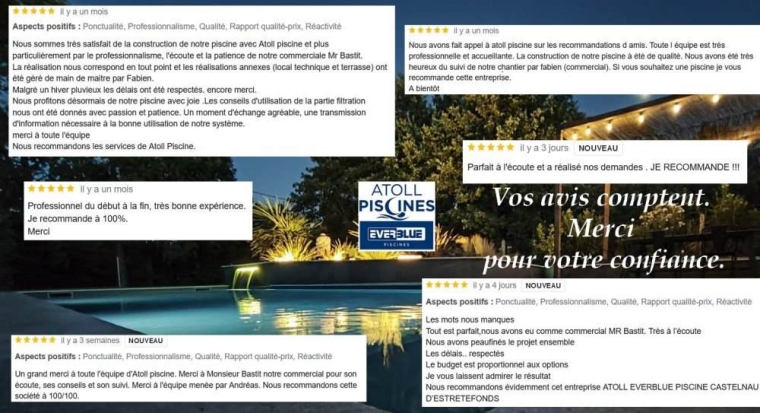 Avis Google, Toulouse, ATOLL PISCINES