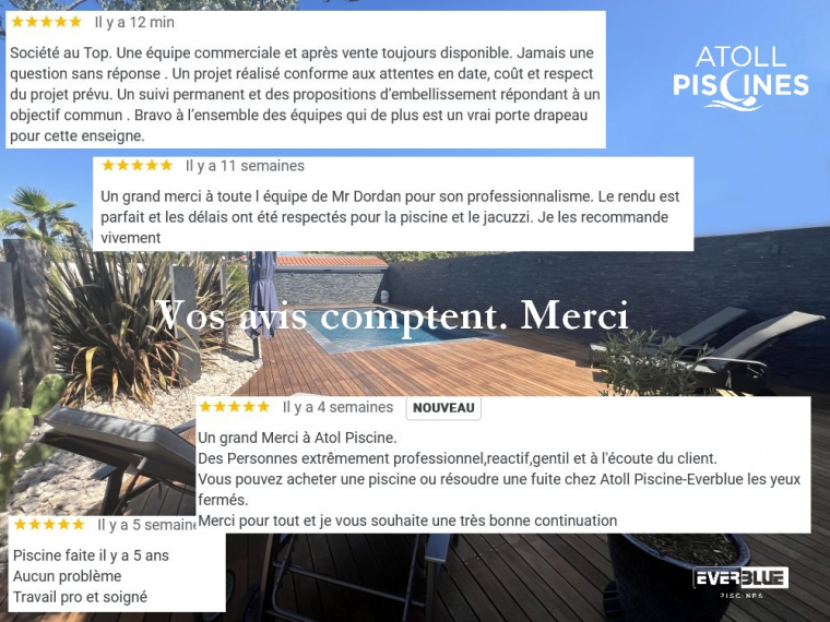 Vos avis sur votre pisciniste ATOLL Piscines proche de Toulouse comptent !, Toulouse, ATOLL PISCINES